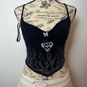 Black Embellished o-mighty tank top